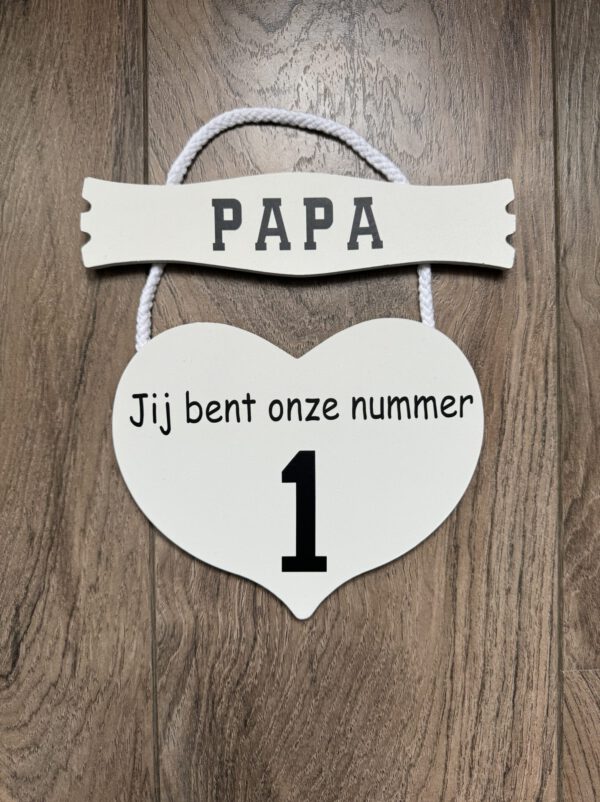 Houten Hart Papa Jij bent mijn/onze nummer 1